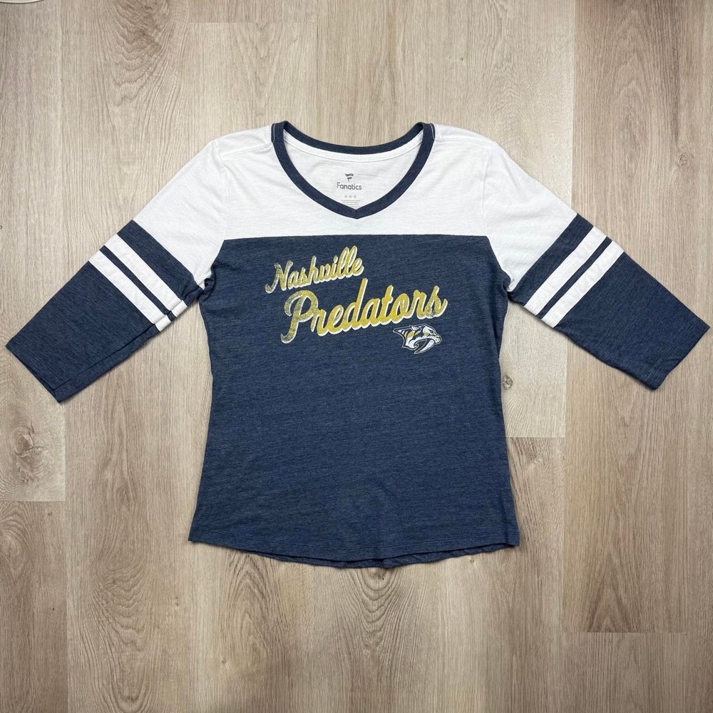 Fanatics Nashville Predators Graphic Varsity 3/4 Sleeve Tee M